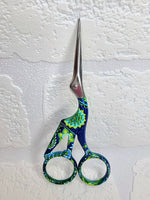 Load image into Gallery viewer, Beautiful blue floral stork scissors, 11.5cm in length
