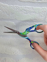 Load image into Gallery viewer, Beautiful blue floral stork scissors, 11.5cm in length

