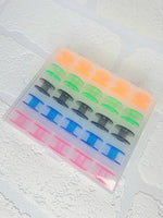 Load image into Gallery viewer, 25 x colourful bobbins in storage box/organiser

