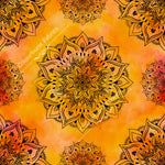 Load image into Gallery viewer, Orange mandala exclusive design for pre-order at Colourburst Fabrics 
