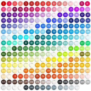 254 shades of faux glitter for custom fabric printing onto our 22 bases
