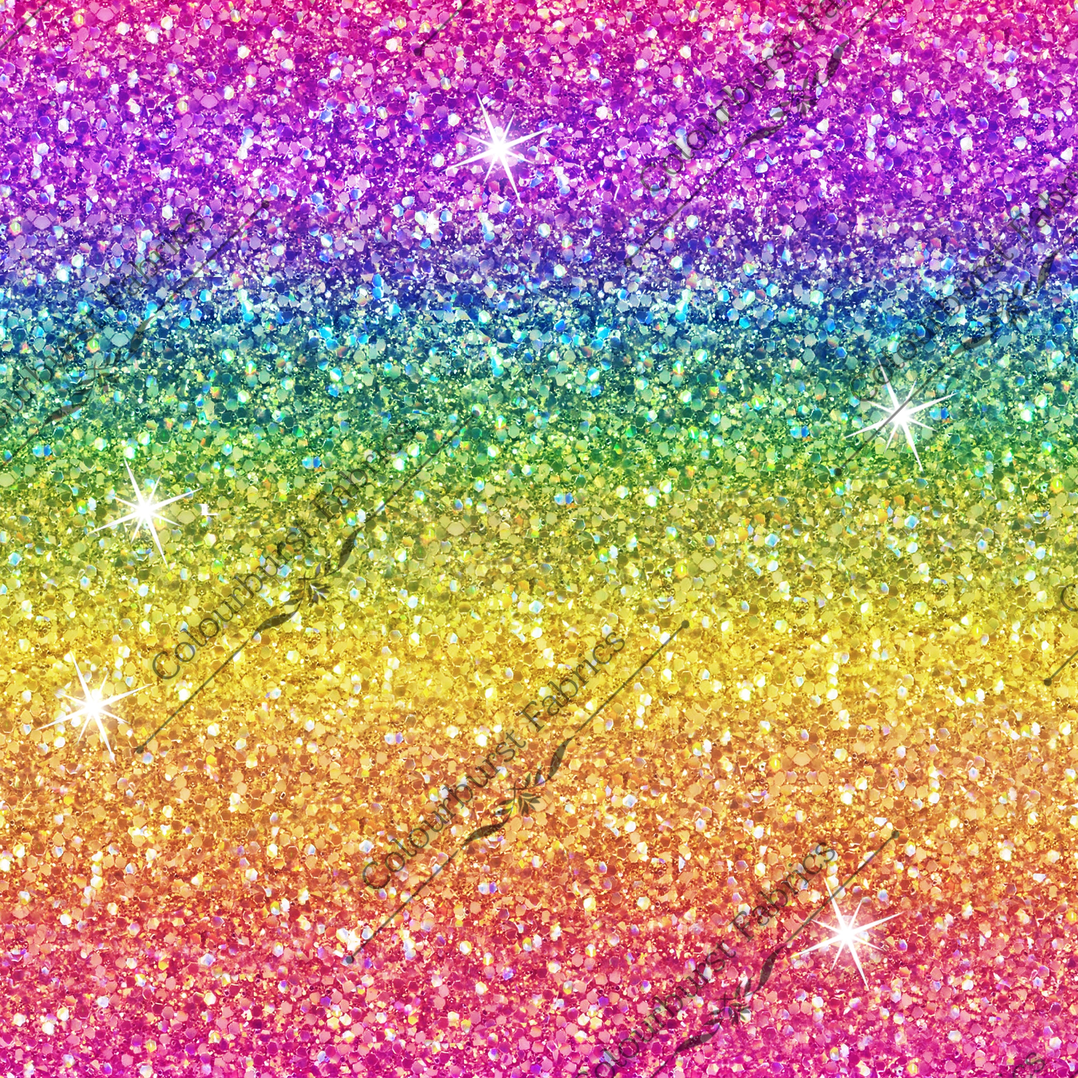 Rainbow ombre faux glitter with sparkles seamless design for custom fabric printing on 22 bases.