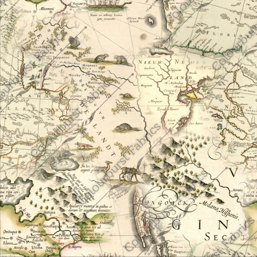Quirky vintage map seamless design for custom fabric printing onto our 23 bases