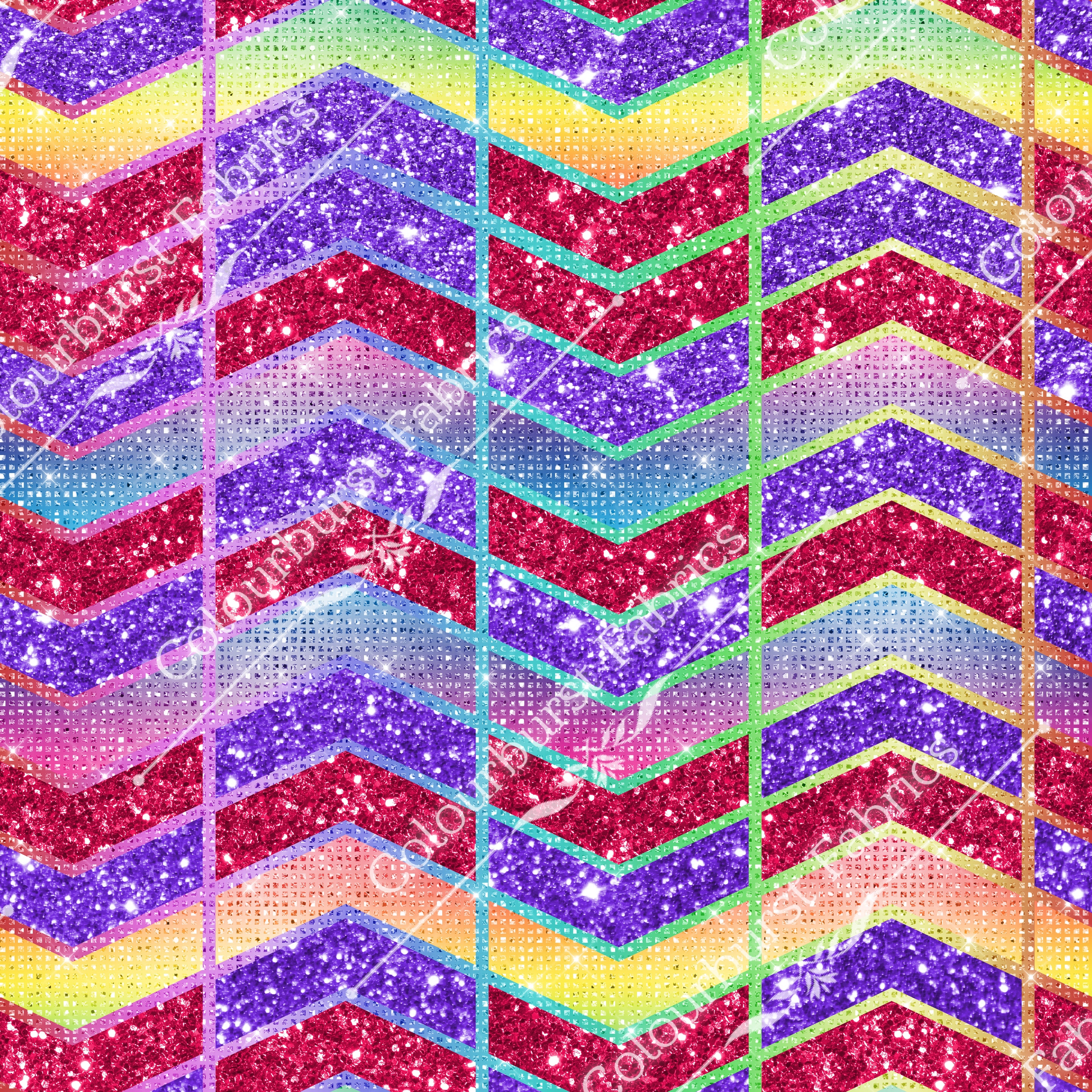 Multi coloured faux glitter sparkly triangle abstract seamless design for custom fabric printing onto our 22 bases.