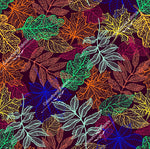 Load image into Gallery viewer, See through Autumn leaves with veins showing. Bright autumnal colours. Seamless design for custom fabric printing onto our 22 bases.
