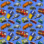 Load image into Gallery viewer, Emergency services vehicles on a bright blue background. Exclusive design for custom fabric printing onto our 22 bases 
