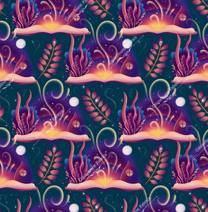 Fairytale exclusive design with storybook scene, magic and stardust. Seamless design for custom fabric printing onto our 22 bases