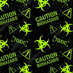 Load image into Gallery viewer, Green caution biohazard design on a black background. Seamless design for custom fabric printing onto our 22 bases 
