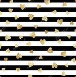Load image into Gallery viewer, Black and white 1.5cm stripes with gold faux glitter hearts of multiple sizes. Available to pre-order on 22 bases and compositions
