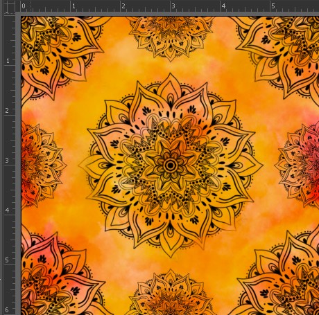 Orange mandala exclusive design for pre-order at Colourburst Fabrics 