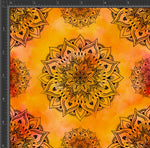 Load image into Gallery viewer, Orange mandala exclusive design for pre-order at Colourburst Fabrics 
