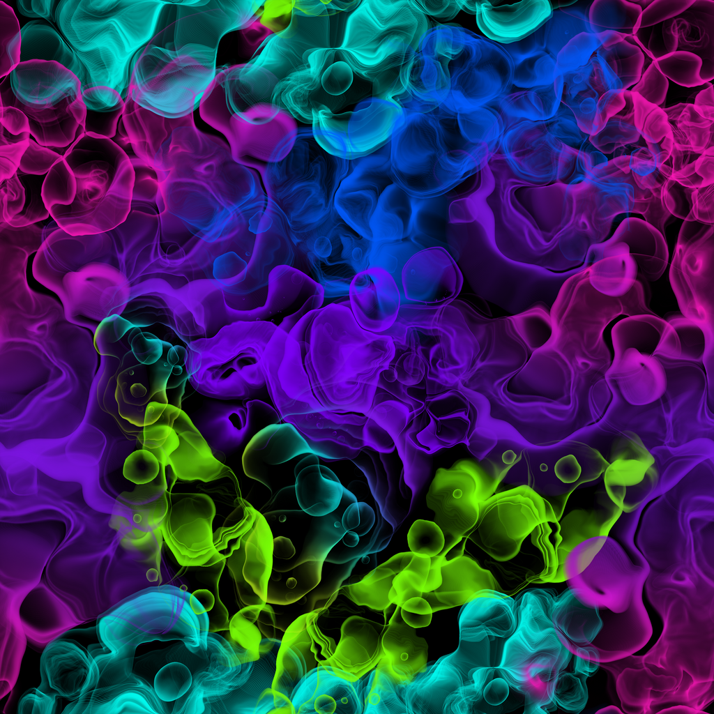 Multi coloured smoke in ombre rainbow style. Turquoise, green, purple, blue, pink. Available to pre-order on 22 bases